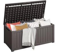 DWVO Caja de almacenamiento para jardín al aire libre, 450 L, 142,1 x 67,6 x 60 cm, impermeable, con cerradura segura, asas de transporte laterales, resistente a todo tipo de clima, caja de resina