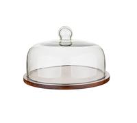 Dxcaicc Placa De Pastel con Tapa, Plato De Pastel De Madera con Cúpula, Natural Acacia Madera Cake Plate con Cúpula, Postre De Exhibición para La Fiesta, Cumpleaños,29cm