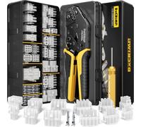 DxCRIMP Juego de crimpadora con conector MLX .084 de 2 pines (6,35 mm), compatible con Molex MLX & TE Universal MATE-N-LOK, incluye herramienta de pinzado y crimpadora de carraca (0,34-2,5 mm²) para