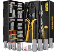 DxCRIMP Kit Crimpadora para Conectores Serie DTM, Conectores Impermeables 2/3/4/6 Pines, Contactos Estampados T20 (22-16AWG/0.34-1.5mm²), Trinquete Pelacables y Extractores, Compatible con Deutsch DTM