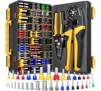 DxCRIMP Kit Crimpadora Punteras Huecas 0,25-25mm² 36 Tamaños y Pelacables | Alicate para engastar hexagonal y terminales tubulares aislados para cableado automotriz cuadros eléctricos PLC y doméstico