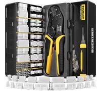 DxCRIMP Kit de Alicates de Terminales Mini-Fit Jr 4,2 mm - Set de Crimpado; Carcasas y Terminales 2-20 pines(26-16 AWG/0,14-1,5 mm²) con Crimpadora de Carraca y Extractor; ATX/EPS/PCIe, fuente modular