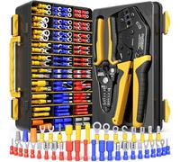 DXCRIMP Kit de Crimpadora de Terminales Aislados con 45 Tipos 0,34-6mm² | Alicates de terminales. Cobre grueso estañado, fácil entrada, para automoción, náutica, bricolaje y cableado doméstico.