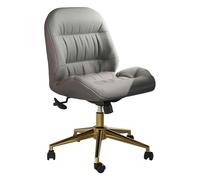 DXYQXL Silla de escritorio de oficina sin brazos con ruedas, silla ergonómica de cuero moderna para computadora, giratoria de 360°, altura ajustable para estudio o tocador