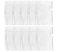 DY.2ten 10Pcs bolsillos tipo carpeta de tamaño A5, bolsillo con cremallera, carpetas translúcidas con cremallera de 6 agujeros, bolsas impermeables de PVC con cremallera para el hogar