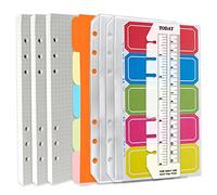 DY.2ten Juego de recargas de cuaderno A6 de 6 agujeros, 135 hojas (270 páginas) de papel gráfico + 2 bolsillos A6 con cremallera + 5 divisores A6 + pestañas de nota de índice + regla
