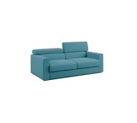 Dylan sofá con pouf extraíble en tejido efecto algodón impermeable 158 cm azul claro