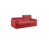 Dylan sofá con pouf extraíble en tejido efecto algodón impermeable 158 cm rojo