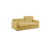Dylan sofá con pouf extraíble en tejido efecto algodón impermeable 188 cm amarillo
