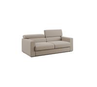 Dylan sofá con pouf extraíble en tejido efecto algodón impermeable 188 cm beige