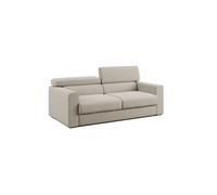 Dylan sofá con pouf extraíble en tejido efecto algodón impermeable 188 cm crema