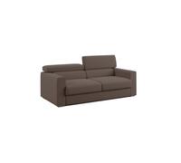 Dylan sofá con pouf extraíble en tejido efecto algodón impermeable 188 cm marrón
