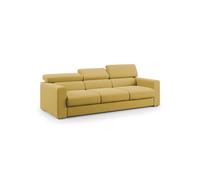 Dylan sofá de 3 plazas con pouf extraíble en tejido efecto algodón impermeable 240 cm amarillo
