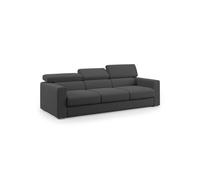 Dylan sofá de 3 plazas con pouf extraíble en tejido efecto algodón impermeable 240 cm antracita