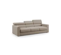 Dylan sofá de 3 plazas con pouf extraíble en tejido efecto algodón impermeable 240 cm beige