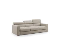 Dylan sofá de 3 plazas con pouf extraíble en tejido efecto algodón impermeable 240 cm crema