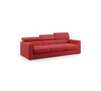 Dylan sofá de 3 plazas con pouf extraíble en tejido efecto algodón impermeable 240 cm rojo