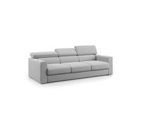 Dylan sofá de 3 plazas con pouf extraíble en tejido efecto algodón impermeable 240 cm topo