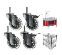 DYPJHEO 3"/75mm Silenciosa Ruedas Pivotantes con Freno, 200 Kg, Ruedas De Repuesto para Muebles Carretilla, Pesado Ruedas Giratorias De Goma Transparente, M8/M10/M12, 4 Piezas(Brake (x2),M8x30mm)