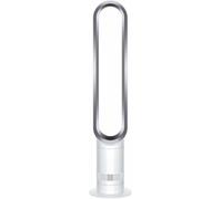 Dyson Cool AM07 - Ventilador de pie para dormitorio, mando a distancia, 100 cm, 9 horas temporizador, silencioso, 48 dB, ahorro de energía, blanco/plateado