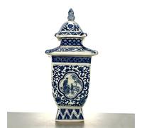 Dytartzx Escultura arquitectónica de cerámica Azul y Blanca, Estatua artística de Estilo Porcelana Inspirada en una Torre para repisa, Mesa o Chimenea, Acento clásico de decoración Oriental para el h