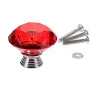 DYYEUAVT 2 pomos de cristal con tornillos, 40 mm/1,57 pulgadas, for muebles de cocina, color blanco, azul, rosa, verde, negro y rojo.(Red)