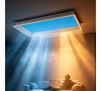DzkZen LáMpara De Techo con Luz Diurna Natural De Cielo Azul, Panel De Techo Smart Blue Sky, LáMpara Regulable 3000k-6000k De Luz Solar, For Living Room, Bathroom Or Office Embedded-62cm*62cm