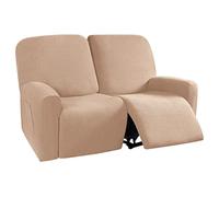 DZYP Funda de Sillón Reclinable Relax 1 2 3 Plazas Elástica Jacquard Suave Funda de Sofá con Bolsillos Laterales Protector de Muebles Cubre Sofá Antideslizante (Caqui,2 plazas)