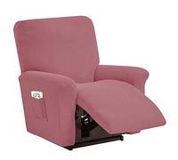 DZYP Funda de Sillón Reclinable Relax 1 2 3 Plazas Elástica Jacquard Suave Funda de Sofá con Bolsillos Laterales Protector de Muebles Cubre Sofá Antideslizante (Rosa,1 Plaza)