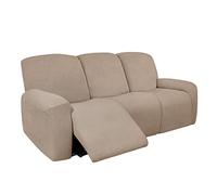 DZYP Funda de Sillón Reclinable Relax 1 2 3 Plazas Elástica Jacquard Suave Funda de Sofá con Bolsillos Laterales Protector de Muebles Cubre Sofá Antideslizante (Arena,3 plazas)