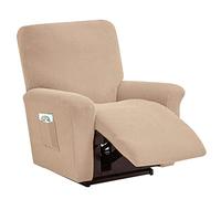 DZYP Funda de Sillón Reclinable Relax 1 2 3 Plazas Elástica Jacquard Suave Funda de Sofá con Bolsillos Laterales Protector de Muebles Cubre Sofá Antideslizante (Caqui,1 Plaza)