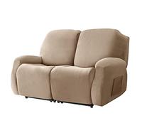 DZYP Funda de Sillón Reclinable Relax 6 Piezas, Terciopelo Elástico 2 Plazas Suave Completo Funda de Sofá con Bolsillos Laterales Antideslizante Protector de Muebles (Camel)