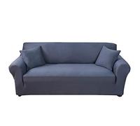 DZYP Fundas de Sofá,Funda para Sofá,Cubre Sofá Color Sólido Elástica Extraíbles Lavables,Fundas de Asiento Transpirable Suave Cómodo Protector Cubre Sofa. (Azul-Gris,3 plazas)
