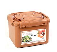 e-jen Recipiente de fermentación probiótica de kimchi y chucrut de alta calidad con tapa interior al vacío (loza marrón, 7.4 L)