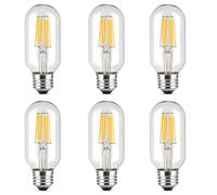 E27 6W LED Classic lámpara equivalente a 60w incandescente, 6W T45 360LM blanco cálido 2700K-3000K incandescente peras, Filamentstil claro, no Dimmbar, 6er-Pack