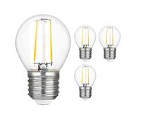 E27 LED 2W Bombilla,G45 Edison Vintage LED Lámpara,Blanco frío 6000K Retro LED Bombillas,2W Reemplaza,180 Lúmenes,No Regulable,Bombillas de Vidrio transparente AC 220V-240V Mini Globo (4 piezas)