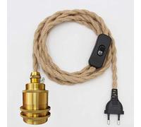 E27 Vintage Lampenkabel HäNgende Leuchte, Seil HäNgelampe, Lampenfassung Pendelleuchte mit Schalter und Stecker, Hanfseil Pendellampe Kit, DIY Einzelkopf Kabel Seil HäNgeleuchte, für Loft Lager (B-3M)