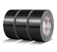 Ealyder Tape Cinta adhesiva americana 50 mm x 27.4 m, Cinta impermeable de tela de para reparaciones, bricolaje, manualidades, uso en interiores y exteriores (3 Rollos - Negro)