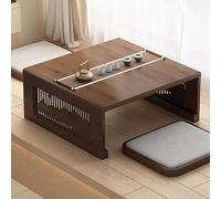 EAmrfvqt Mesa de salón, Mesa Baja Plegable con Tallado De Montaña, Multicolor, 60-80cm, Té, Regazo, Salón, Balcón(Brown,70x70cm/28x28in)