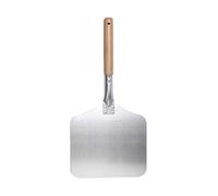 EAmrfvqt Pala de Aluminio para Pizza, Pala for Pizza de Aluminio 58 cm con Mango Madera Cuadrada Plateada