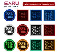 EARU 22MM AC 20-500V 0-100A Voltímetro Digital LED, Amperímetro, Medidor de Hertzios, Luces de Señalización, Medidor de Voltaje y Corriente de 220V, Probador de Voltios y Amperios Square V A HZ Green