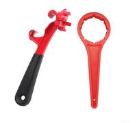 EaseSunny Abridor de tambor multiherramienta 3 en 1 para recipientes de 5 a 55 galones, removedor eficiente de tapa de cubo y llave de tapa para alimentos para sitios de construcción de servicio, rojo
