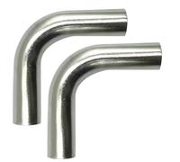 EaseSunny Codo de acero inoxidable 304, curva de mandril de 90 grados, soporte de pared extendido de doble cara, tubo de flujo de aire suave, paquete de 2 para conductos HVAC