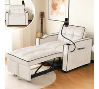 Easexcy Sofá cama individual extensible 3 en 1, 83 x 167 x 76 cm, con soporte para bebidas y soporte para teléfono móvil, sillón reclinable, sillón reclinable, perfecto para espacios pequeños, gris y