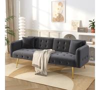 Easexcy Sofá cama multifuncional de 178 cm con respaldo ajustable, funda de terciopelo suave y gran área para dormir