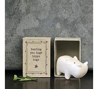 East of India Mini Caja de cerillas de Porcelana, diseño de hipopótamo