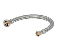 Eastman 48302 Conector flexible de grifo de 60 pulgadas de longitud, línea de manguera de suministro de acero inoxidable trenzado, entrada de compresión de 1/2 pulgada FIP x 3/8 pulgadas