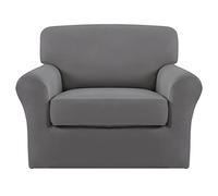 Easy-Going 2 Fundas elásticas de Microfibra para Silla, Funda de Elastano Suave para sofá, Lavable, con Parte Inferior elástica, para niños y Mascotas, Color Gris Claro