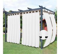 Easy-Going - Cortinas de exterior para patio, presilla superior desmontable, resiste viento e intemperie, cabaña, porche, pérgola, cenador, presilla inferior, 2 paneles, 137 x 274 cm (an x la), blanco