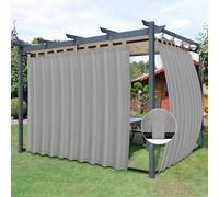 Easy-Going - Cortinas de exterior patio, presilla superior desmontable, resiste viento e intemperie, cabaña, porche, pérgola, cenador, presilla inferior, 2 paneles, 279 x 305 cm (an x la), gris claro